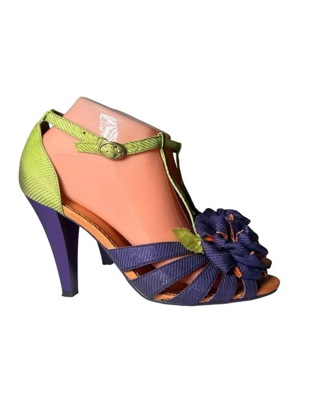 Poetic License London Floral T-Strap Colorblock Heels